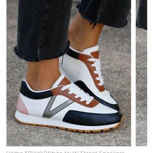 Grace & Lace Black, White, and Brown Sneakers